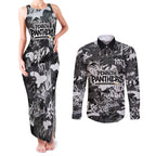 Penrith Panthers Rugby Couples Matching Tank Maxi Dress and Long Sleeve Button Shirt Graffiti Typography Urban Camo Abstract Street Style