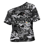 Penrith Panthers Rugby Cross Shoulder Shirt Graffiti Typography Urban Camo Abstract Street Style