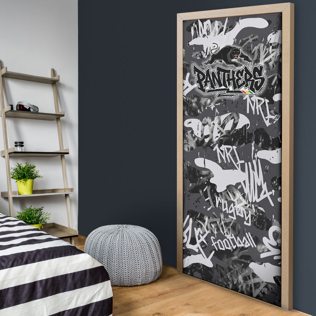 Penrith Panthers Rugby Door Cover Graffiti Typography Urban Camo Abstract Street Style