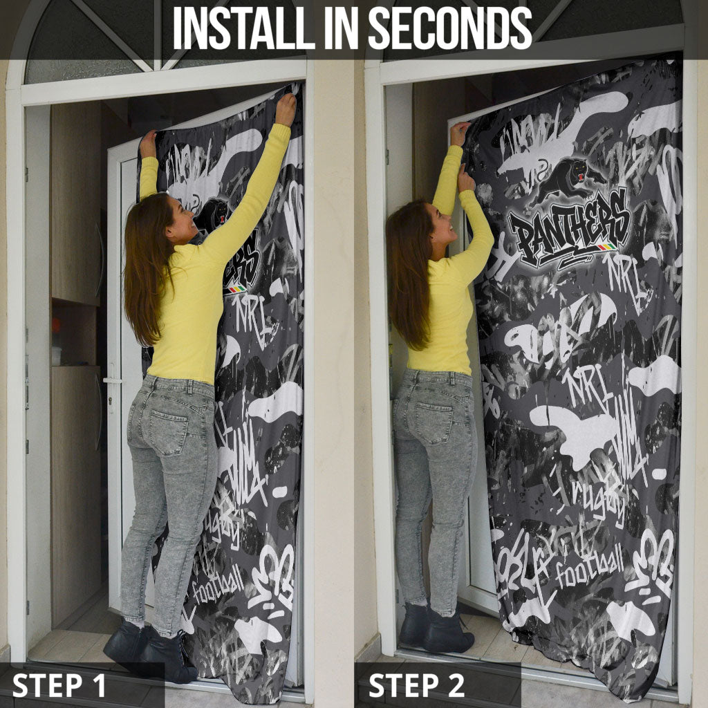 Penrith Panthers Rugby Door Cover Graffiti Typography Urban Camo Abstract Street Style