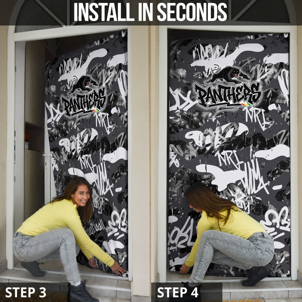 Penrith Panthers Rugby Door Cover Graffiti Typography Urban Camo Abstract Street Style