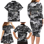 Penrith Panthers Rugby Family Matching Long Sleeve Bodycon Dress and Hawaiian Shirt Graffiti Typography Urban Camo Abstract Street Style