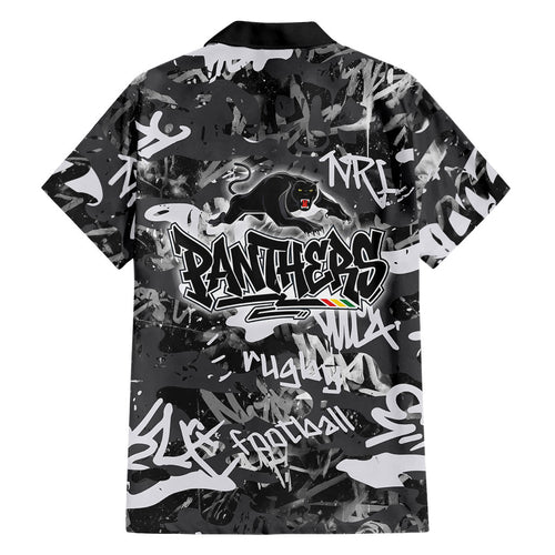 Penrith Panthers Rugby Family Matching Long Sleeve Bodycon Dress and Hawaiian Shirt Graffiti Typography Urban Camo Abstract Street Style