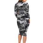 Penrith Panthers Rugby Family Matching Long Sleeve Bodycon Dress and Hawaiian Shirt Graffiti Typography Urban Camo Abstract Street Style
