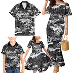 Penrith Panthers Rugby Family Matching Mermaid Dress and Hawaiian Shirt Graffiti Typography Urban Camo Abstract Street Style