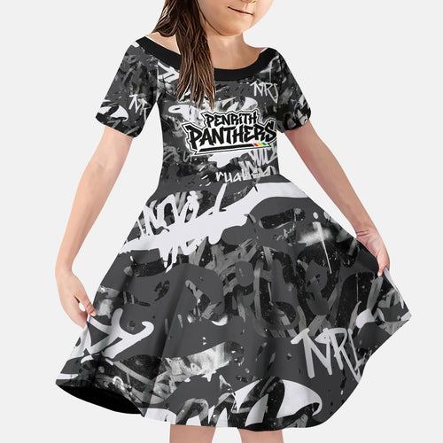 Penrith Panthers Rugby Family Matching Mermaid Dress and Hawaiian Shirt Graffiti Typography Urban Camo Abstract Street Style