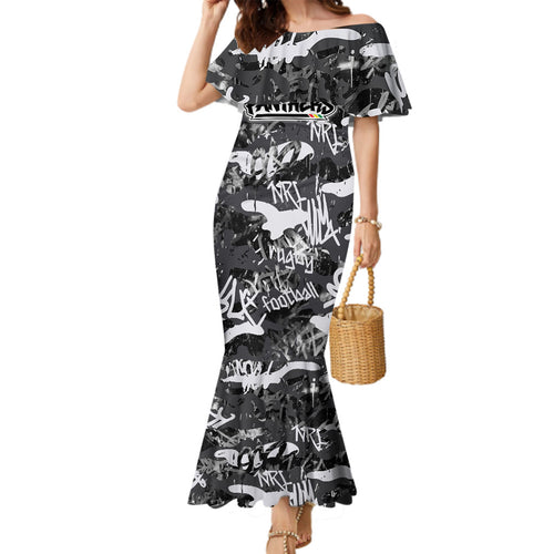 Penrith Panthers Rugby Family Matching Mermaid Dress and Hawaiian Shirt Graffiti Typography Urban Camo Abstract Street Style