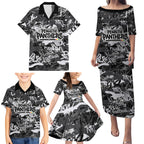 Penrith Panthers Rugby Family Matching Puletasi and Hawaiian Shirt Graffiti Typography Urban Camo Abstract Street Style