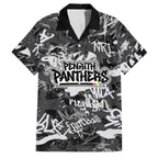 Penrith Panthers Rugby Family Matching Short Sleeve Bodycon Dress and Hawaiian Shirt Graffiti Typography Urban Camo Abstract Street Style