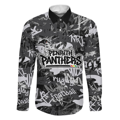 Penrith Panthers Rugby Family Matching Short Sleeve Bodycon Dress and Hawaiian Shirt Graffiti Typography Urban Camo Abstract Street Style