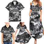 Penrith Panthers Rugby Family Matching Summer Maxi Dress and Hawaiian Shirt Graffiti Typography Urban Camo Abstract Street Style