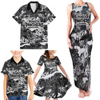 Penrith Panthers Rugby Family Matching Tank Maxi Dress and Hawaiian Shirt Graffiti Typography Urban Camo Abstract Street Style