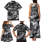 Penrith Panthers Rugby Family Matching Tank Maxi Dress and Hawaiian Shirt Graffiti Typography Urban Camo Abstract Street Style