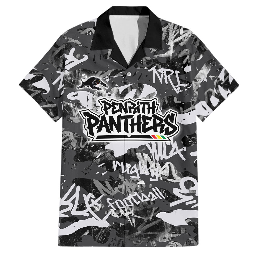 Penrith Panthers Rugby Family Matching Tank Maxi Dress and Hawaiian Shirt Graffiti Typography Urban Camo Abstract Street Style
