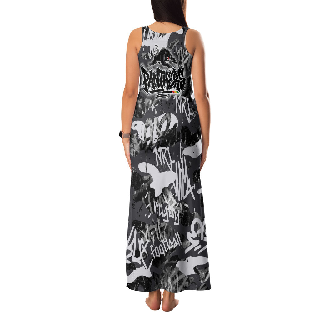 Penrith Panthers Rugby Family Matching Tank Maxi Dress and Hawaiian Shirt Graffiti Typography Urban Camo Abstract Street Style
