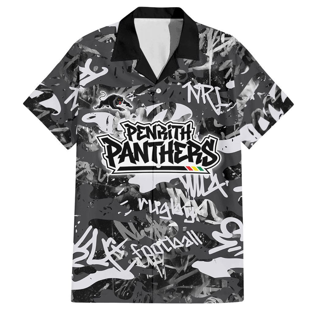 Penrith Panthers Rugby Hawaiian Shirt Graffiti Typography Urban Camo Abstract Street Style