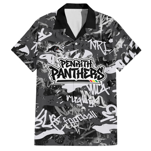 Penrith Panthers Rugby Hawaiian Shirt Graffiti Typography Urban Camo Abstract Street Style