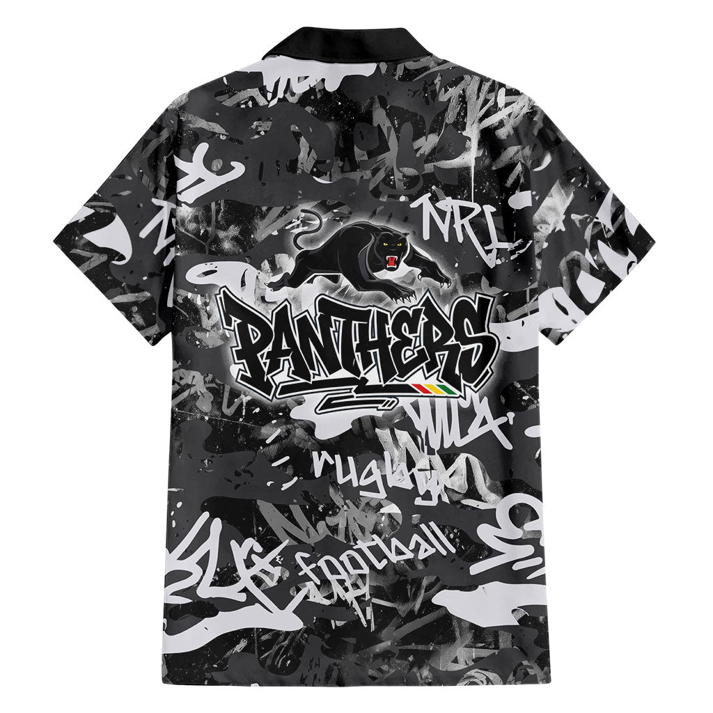 Penrith Panthers Rugby Hawaiian Shirt Graffiti Typography Urban Camo Abstract Street Style