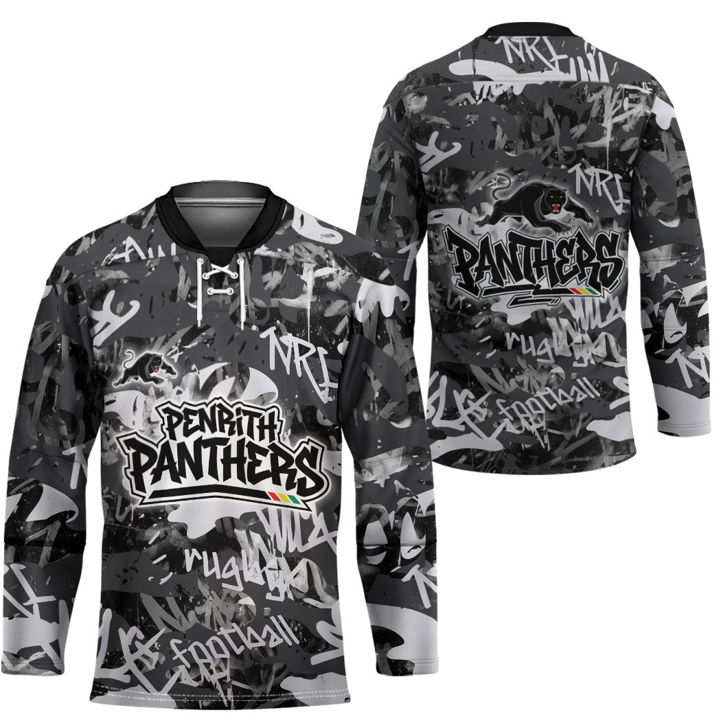 Penrith Panthers Rugby Hockey Jersey Graffiti Typography Urban Camo Abstract Street Style
