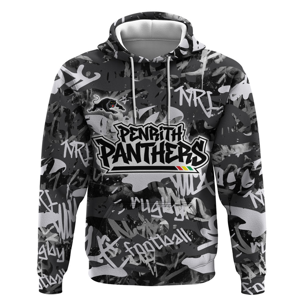 Penrith Panthers Rugby Hoodie Graffiti Typography Urban Camo Abstract Street Style