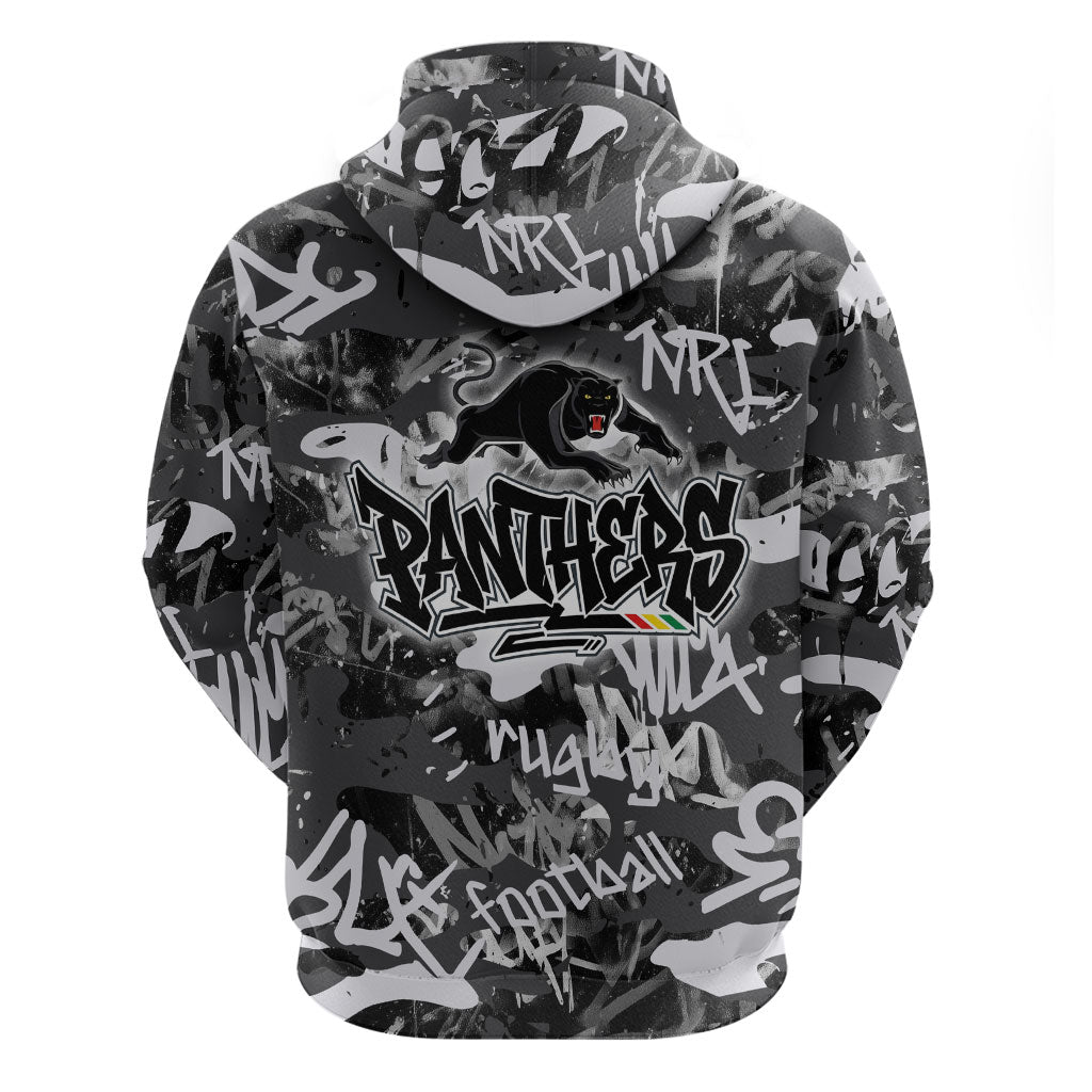 Penrith Panthers Rugby Hoodie Graffiti Typography Urban Camo Abstract Street Style