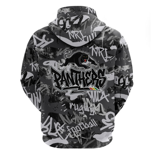 Penrith Panthers Rugby Hoodie Graffiti Typography Urban Camo Abstract Street Style
