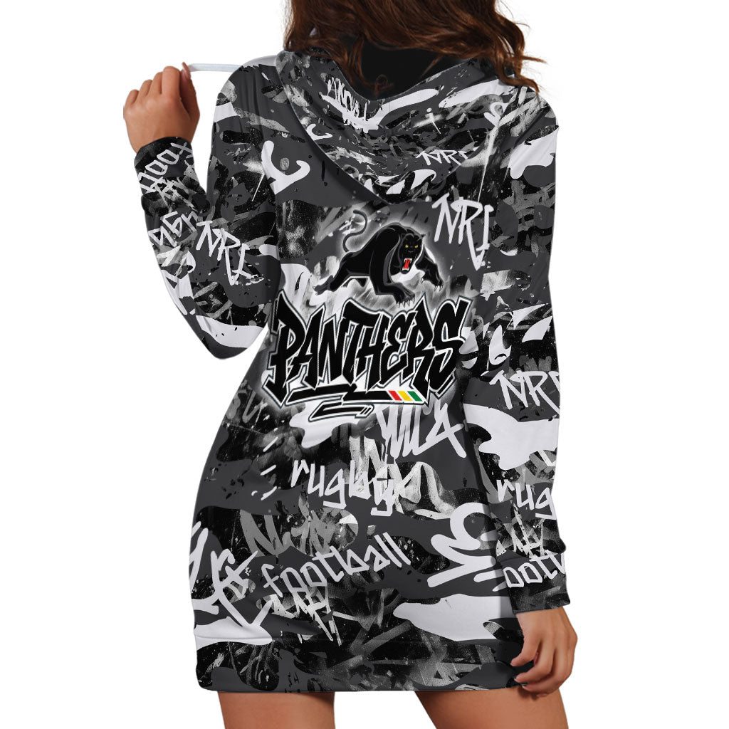 Penrith Panthers Rugby Hoodie Dress Graffiti Typography Urban Camo Abstract Street Style