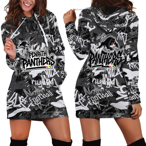 Penrith Panthers Rugby Hoodie Dress Graffiti Typography Urban Camo Abstract Street Style