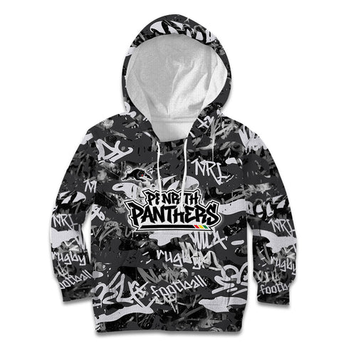 Penrith Panthers Rugby Kid Hoodie Graffiti Typography Urban Camo Abstract Street Style