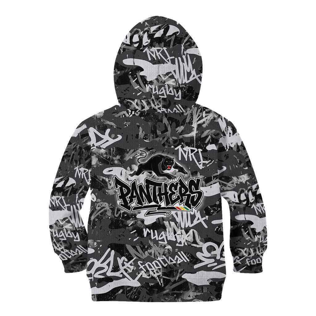 Penrith Panthers Rugby Kid Hoodie Graffiti Typography Urban Camo Abstract Street Style