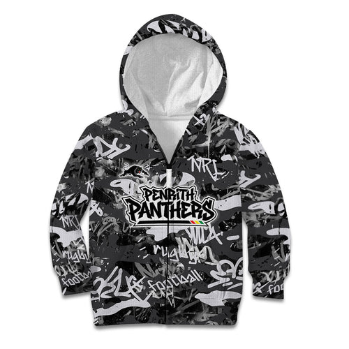 Penrith Panthers Rugby Kid Hoodie Graffiti Typography Urban Camo Abstract Street Style