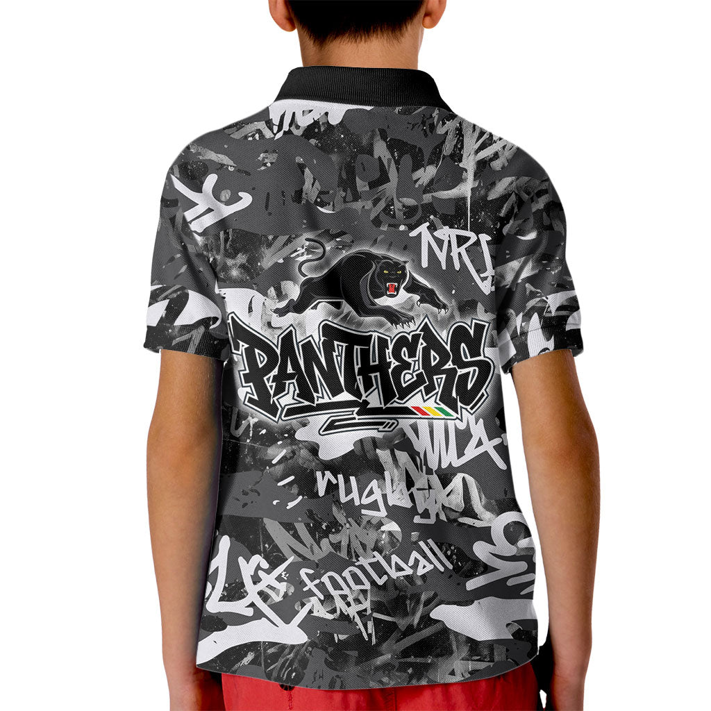 Penrith Panthers Rugby Kid Polo Shirt Graffiti Typography Urban Camo Abstract Street Style
