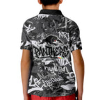 Penrith Panthers Rugby Kid Polo Shirt Graffiti Typography Urban Camo Abstract Street Style