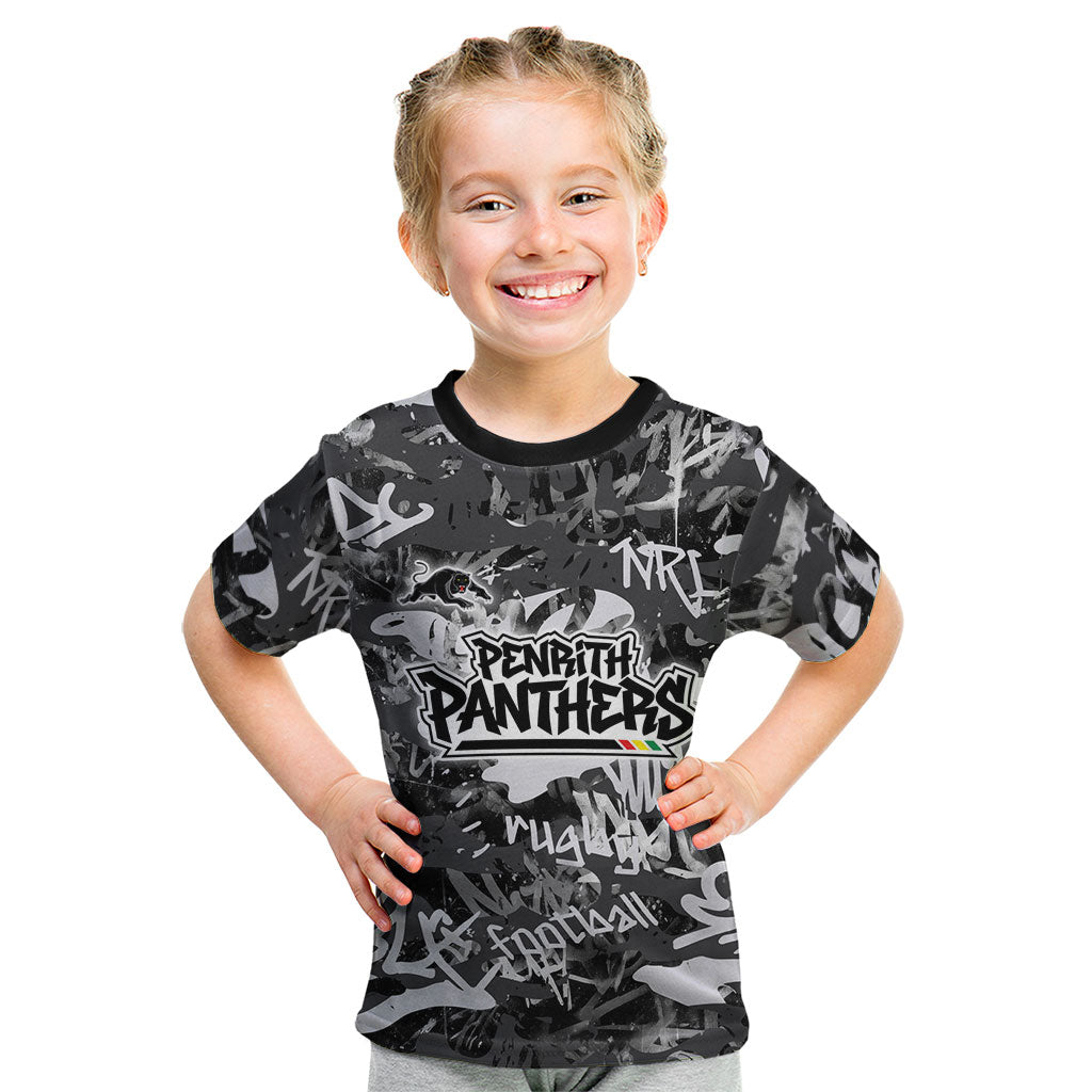Penrith Panthers Rugby Kid T Shirt Graffiti Typography Urban Camo Abstract Street Style