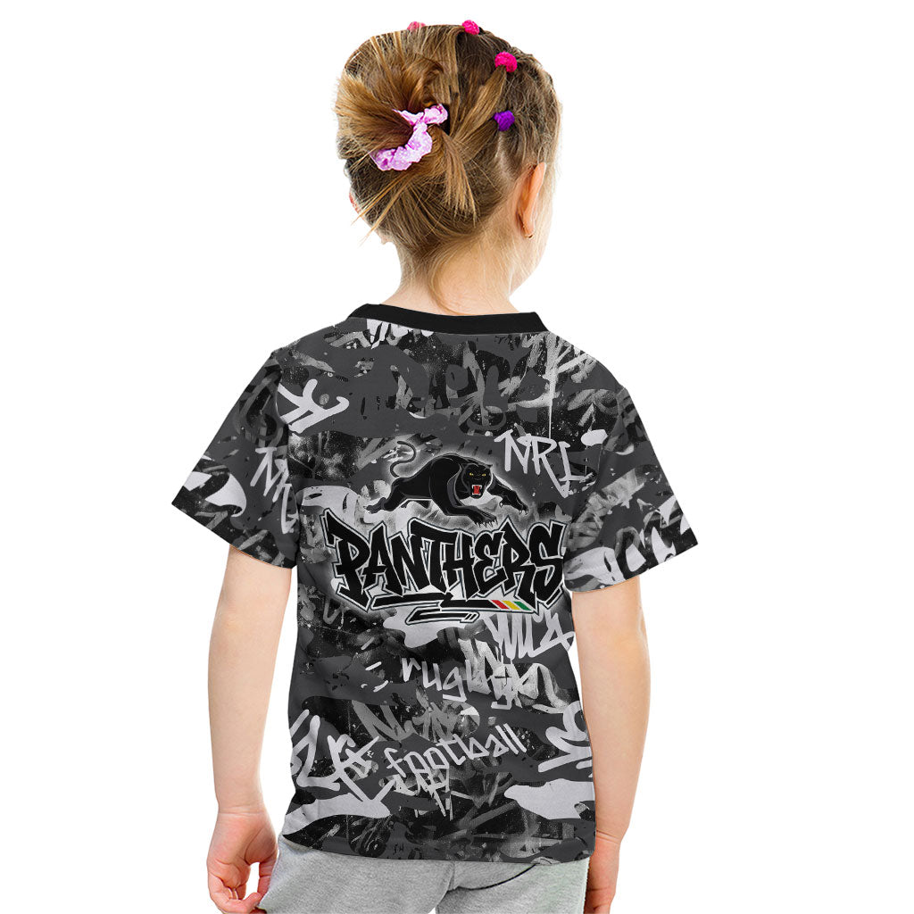 Penrith Panthers Rugby Kid T Shirt Graffiti Typography Urban Camo Abstract Street Style