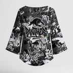 Penrith Panthers Rugby Kimono Sleeve Blouse Graffiti Typography Urban Camo Abstract Street Style