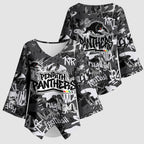 Penrith Panthers Rugby Kimono Sleeve Blouse Graffiti Typography Urban Camo Abstract Street Style