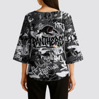 Penrith Panthers Rugby Kimono Sleeve Blouse Graffiti Typography Urban Camo Abstract Street Style