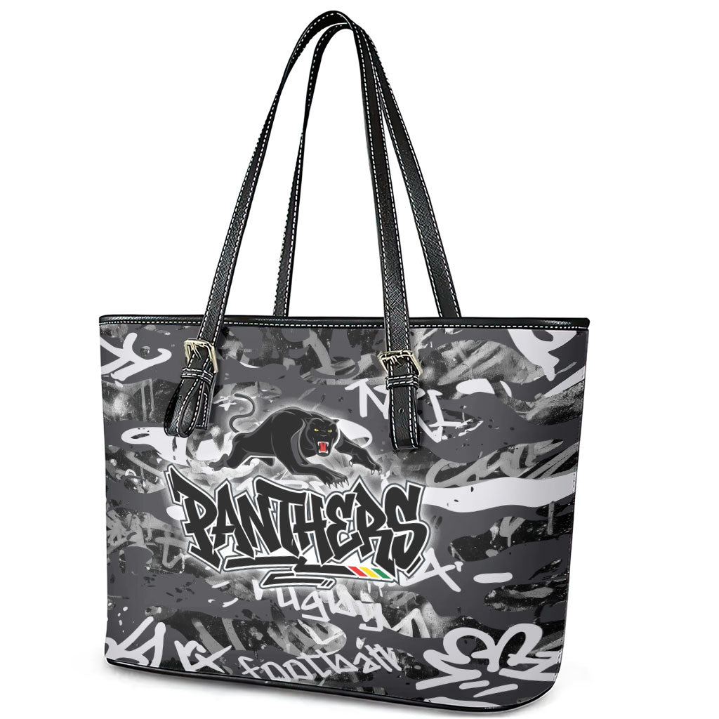 Penrith Panthers Rugby Leather Tote Bag Graffiti Typography Urban Camo Abstract Street Style