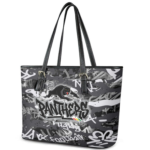 Penrith Panthers Rugby Leather Tote Bag Graffiti Typography Urban Camo Abstract Street Style