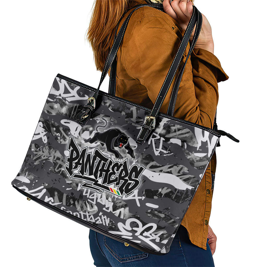 Penrith Panthers Rugby Leather Tote Bag Graffiti Typography Urban Camo Abstract Street Style
