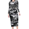 Penrith Panthers Rugby Long Sleeve Bodycon Dress Graffiti Typography Urban Camo Abstract Street Style