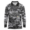 Penrith Panthers Rugby Long Sleeve Polo Shirt Graffiti Typography Urban Camo Abstract Street Style