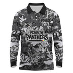 Penrith Panthers Rugby Long Sleeve Polo Shirt Graffiti Typography Urban Camo Abstract Street Style