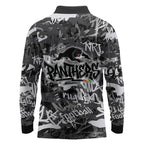 Penrith Panthers Rugby Long Sleeve Polo Shirt Graffiti Typography Urban Camo Abstract Street Style