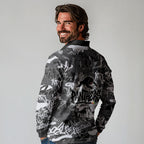 Penrith Panthers Rugby Long Sleeve Polo Shirt Graffiti Typography Urban Camo Abstract Street Style