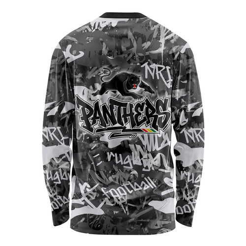 Penrith Panthers Rugby Long Sleeve Shirt Graffiti Typography Urban Camo Abstract Street Style