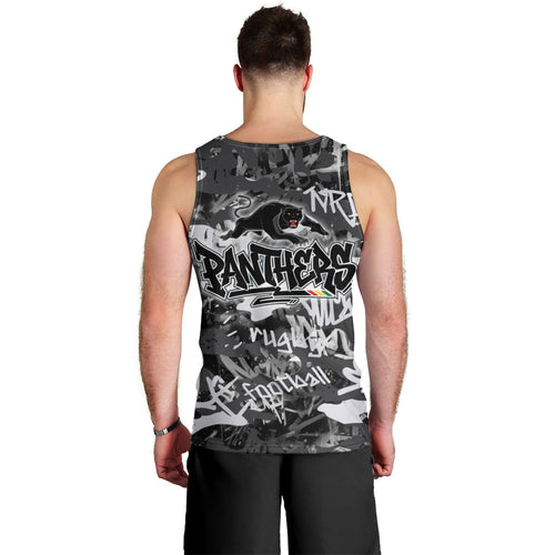 Penrith Panthers Rugby Men Tank Top Graffiti Typography Urban Camo Abstract Street Style