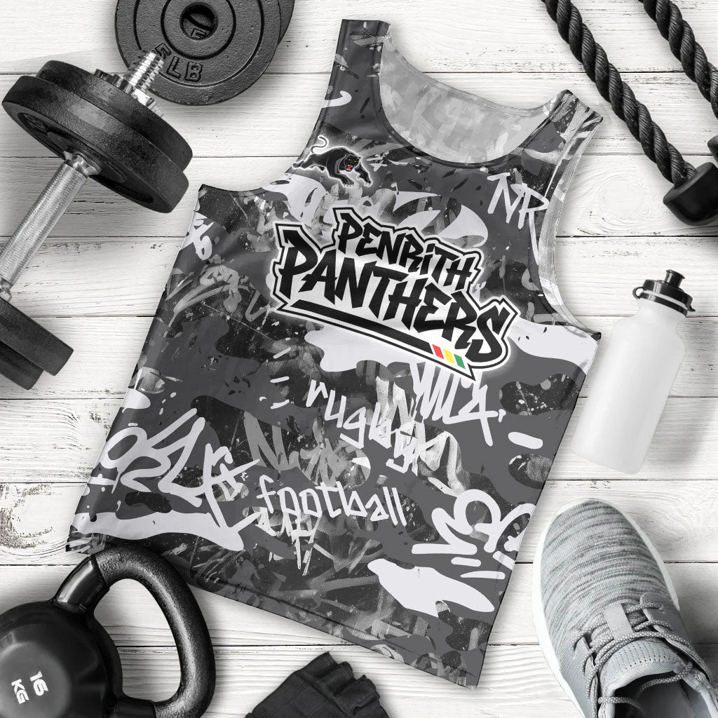 Penrith Panthers Rugby Men Tank Top Graffiti Typography Urban Camo Abstract Street Style