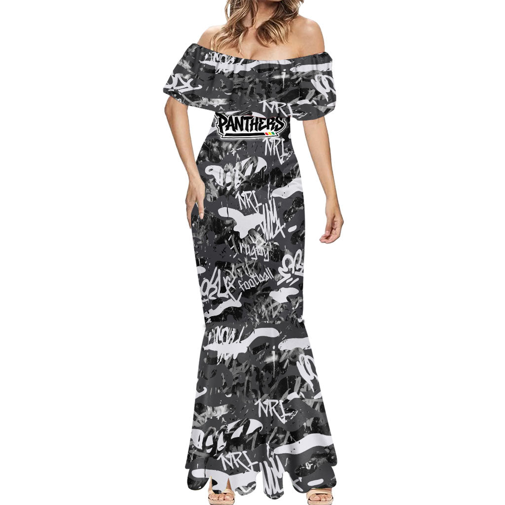 Penrith Panthers Rugby Mermaid Dress Graffiti Typography Urban Camo Abstract Street Style